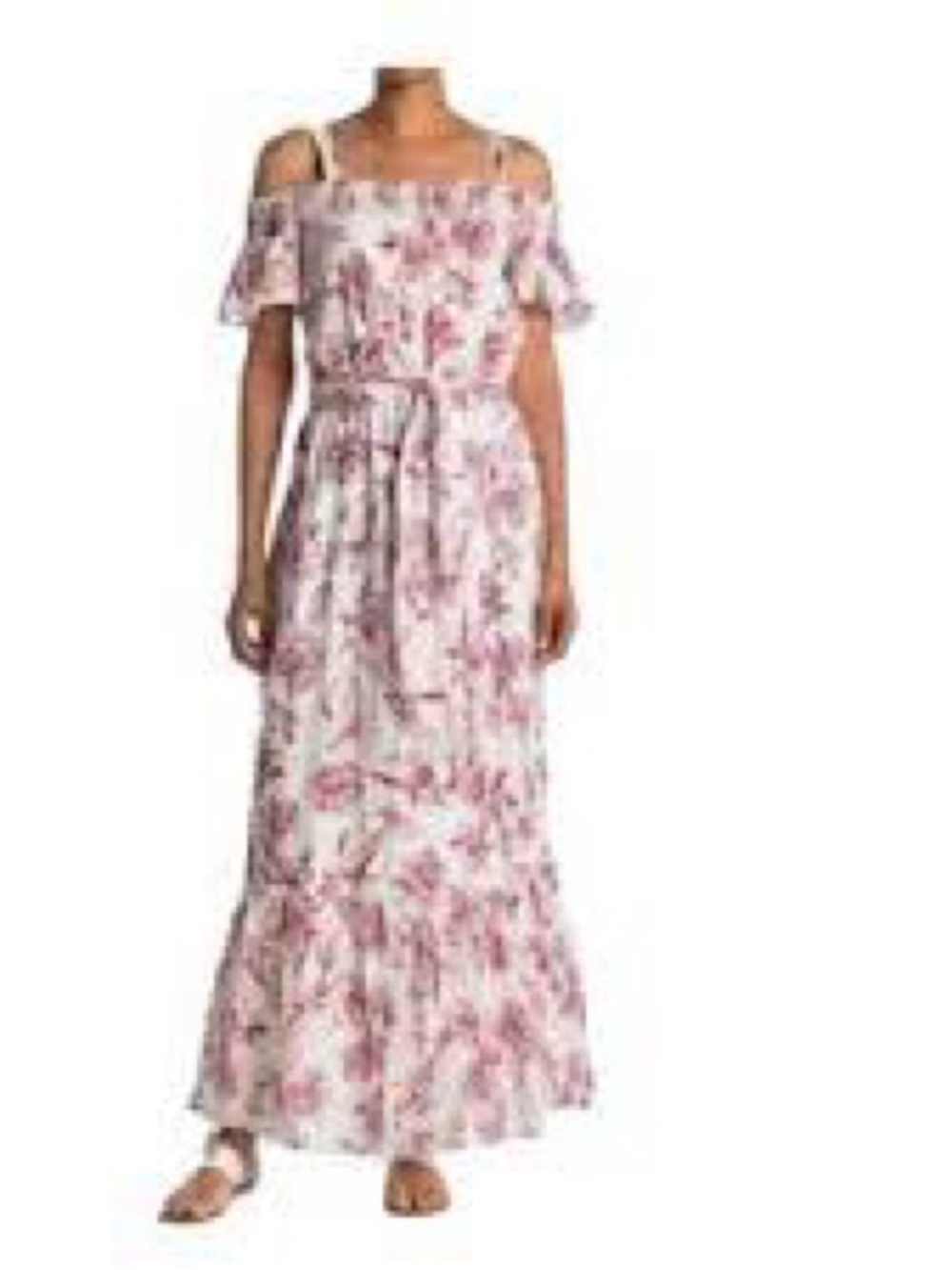 Julia Jordan Floral Cold-Shoulder Maxi Dress in Red and Pink